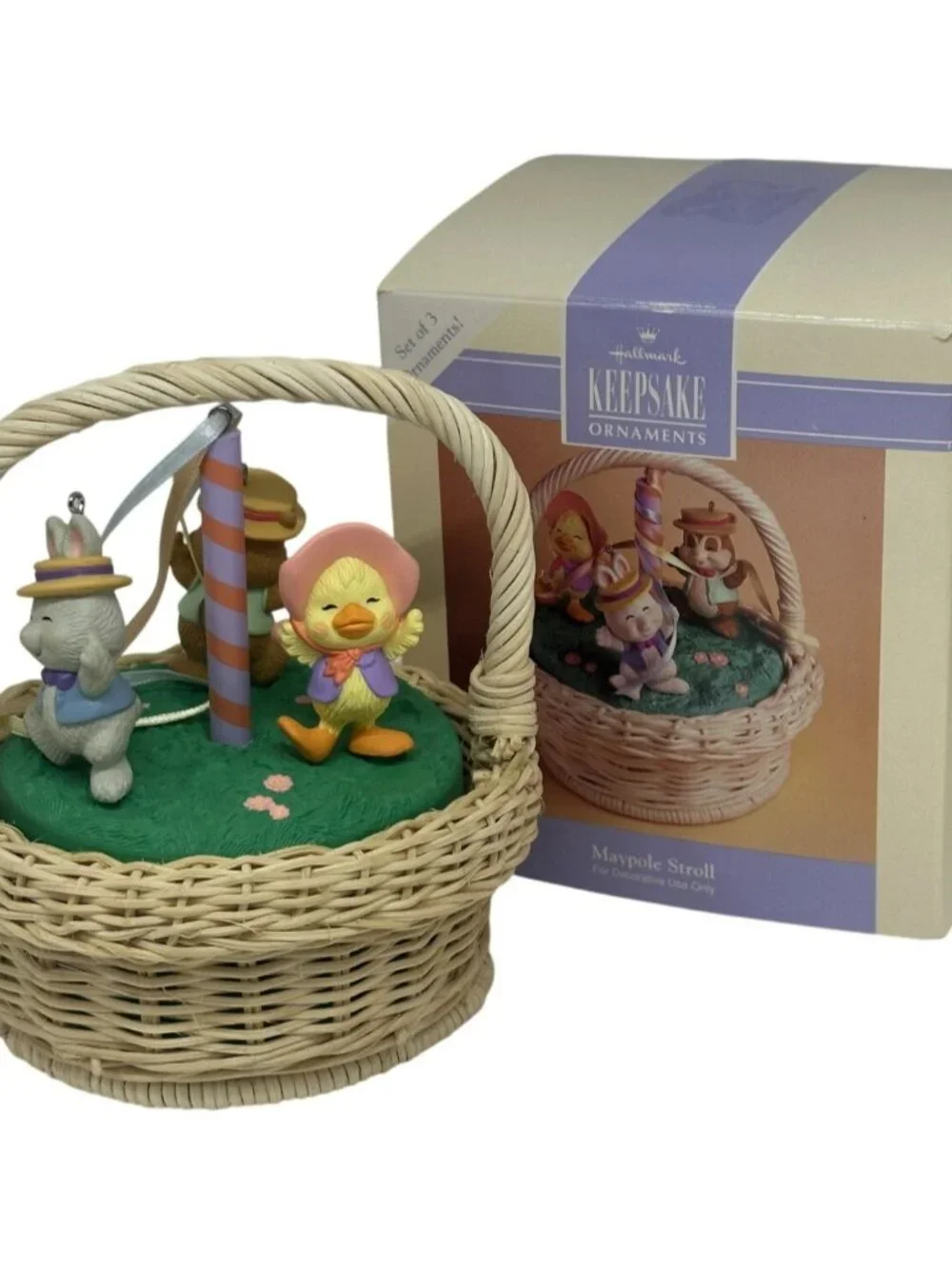 VTG 1993 Hallmark Keepsake Ornament “Maypole‎ Stroll” with Display Basket Decor